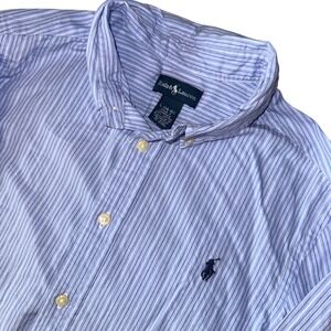 Boys Ralph Lauren Blue Stripe Button Down Shirt Size Large 14/16